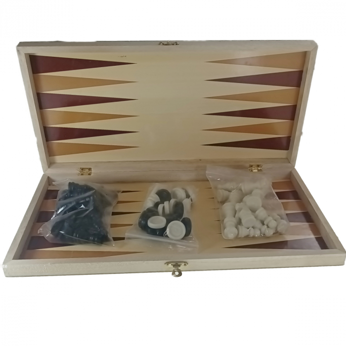 Set jocuri de masa 3 in 1, sah, table si dame, suprafata 39 x 39 cm, din lemn [2]