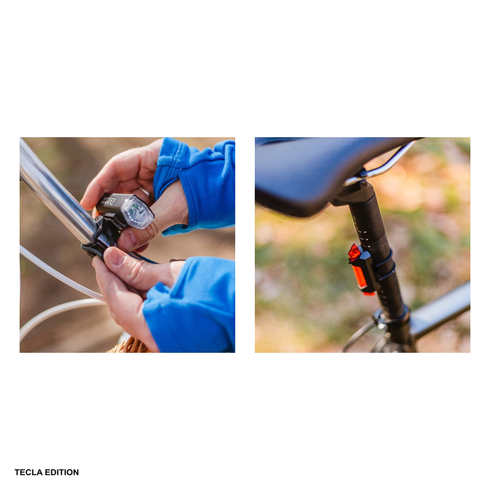 Set lumini pentru bicicleta (fata + spate), 240 lumeni, acumulator 800 mAh, Forever Outdoor BLG-100, negru/rosu [5]