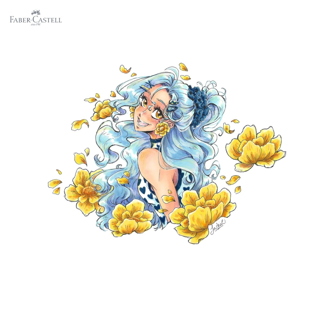 Set markere sketch Faber-Castell Goldfaber Romantic Manga No.1, 8 sketchmarkere + 2 Pitt Artist Pen + creion grafit, pentru ilustratii manga [5]