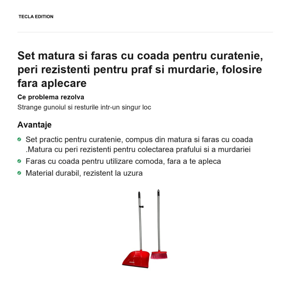 Set matura si faras cu coada pentru curatenie, peri rezistenti pentru praf si murdarie, folosire fara aplecare [2]