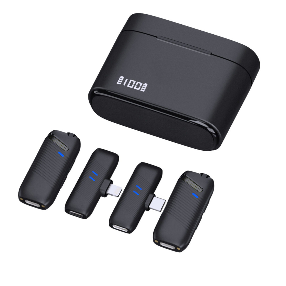 Set Microfoane Wireless 2.4G Dual cu Carcasa de Incarcare - Sistem Plug&Play pentru Vlogging, Streaming si Interviuri [2]