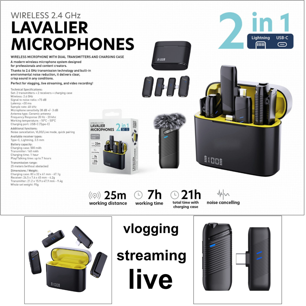 Set Microfoane Wireless 2.4G Dual cu Carcasa de Incarcare - Sistem Plug&Play pentru Vlogging, Streaming si Interviuri [6]