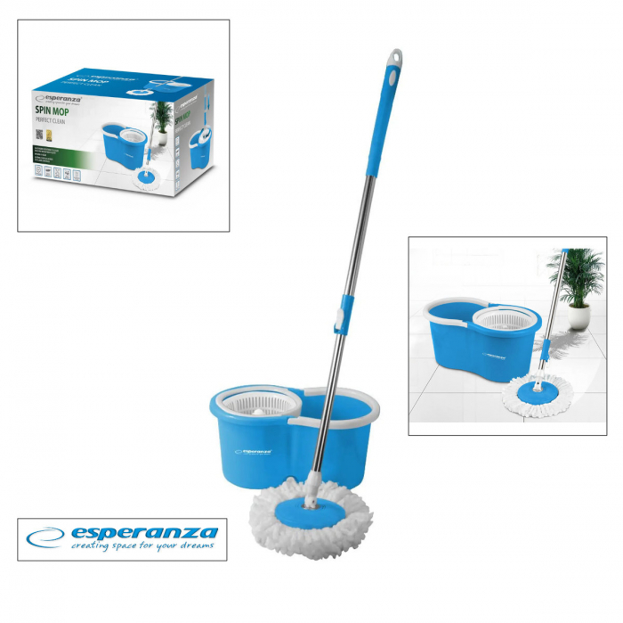 Set mop rotativ, Spin Mop Perfect Clean 96405, cu galeata si storcator, rotire 360 grade [5]