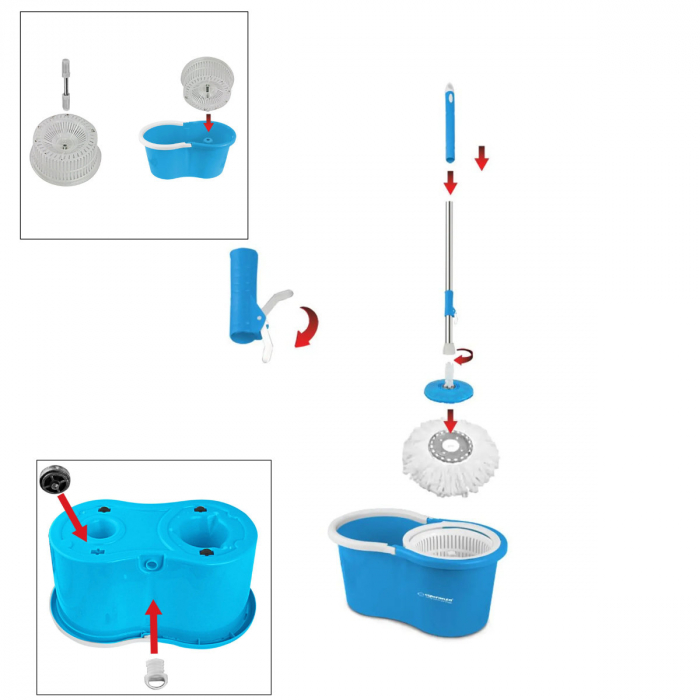 Set mop rotativ, Spin Mop Perfect Clean 96405, cu galeata si storcator, rotire 360 grade [3]