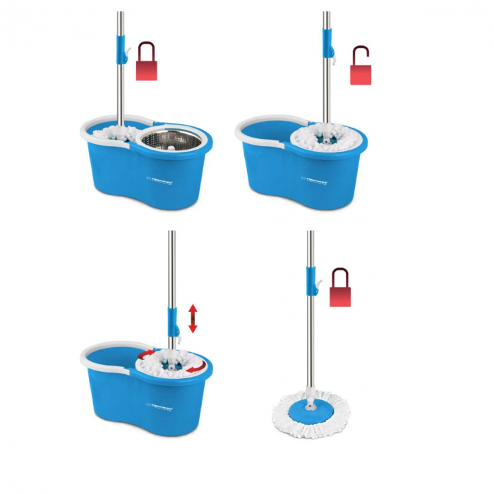 Set mop rotativ, Spin Mop Perfect Clean 96407, galeata cu roti si storcator, rotire 360 grade [2]