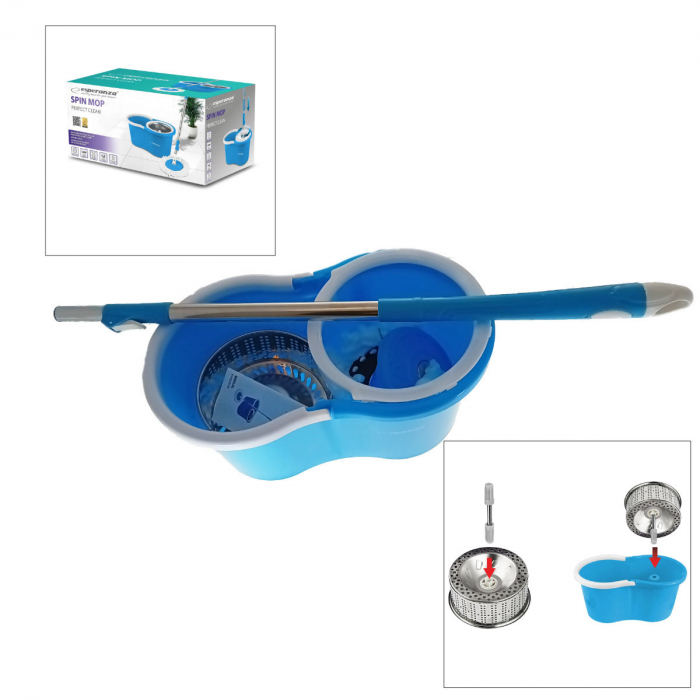 Set mop rotativ, Spin Mop Perfect Clean 96407, galeata cu roti si storcator, rotire 360 grade [3]