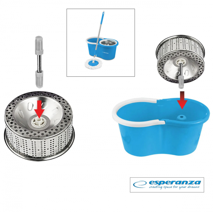 Set mop rotativ, Spin Mop Perfect Clean 96407, galeata cu roti si storcator, rotire 360 grade [5]