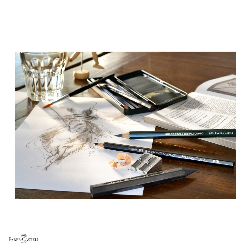 Set pentru desen in grafit Faber-Castell Pitt Graphite, 7 piese, creioane 2B si 6B, radiera si ascutitoare [4]