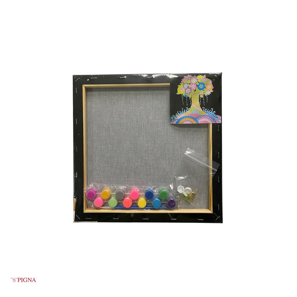Set pictura pe panza predesenata neagra Pigna SF Art, model copac, 30x30 cm, cu 12 culori acrilice si 2 pensule [4]