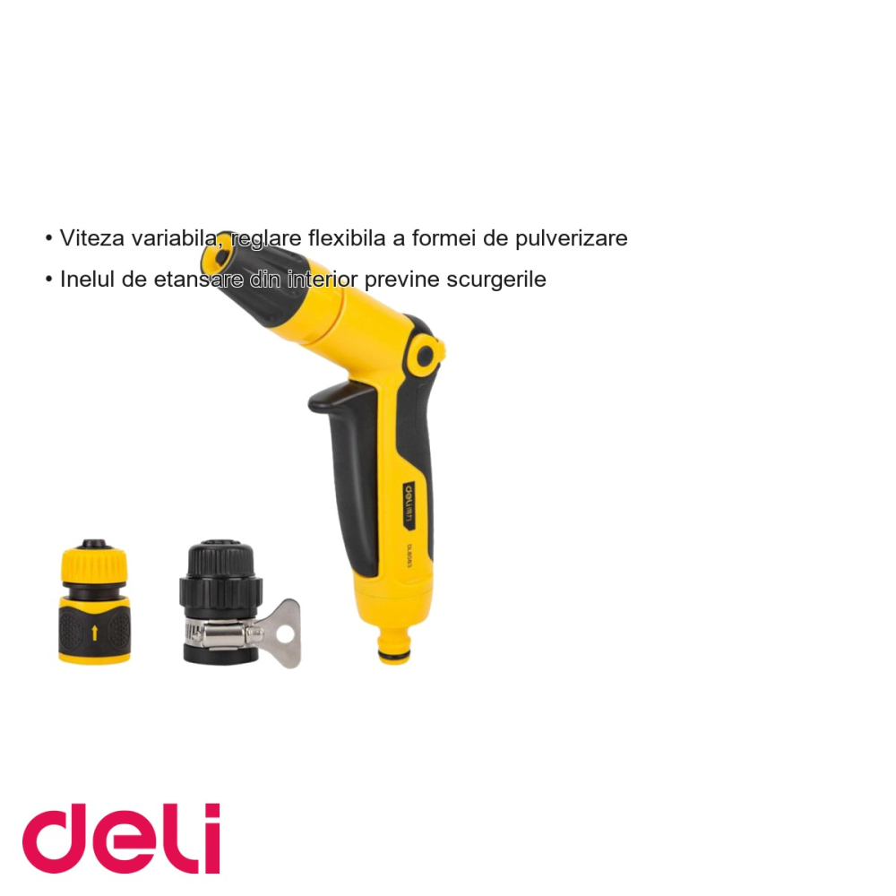 Set pistol pentru irigat Deli, 3 piese, reglare flexibila a pulverizarii, pentru gradina [3]