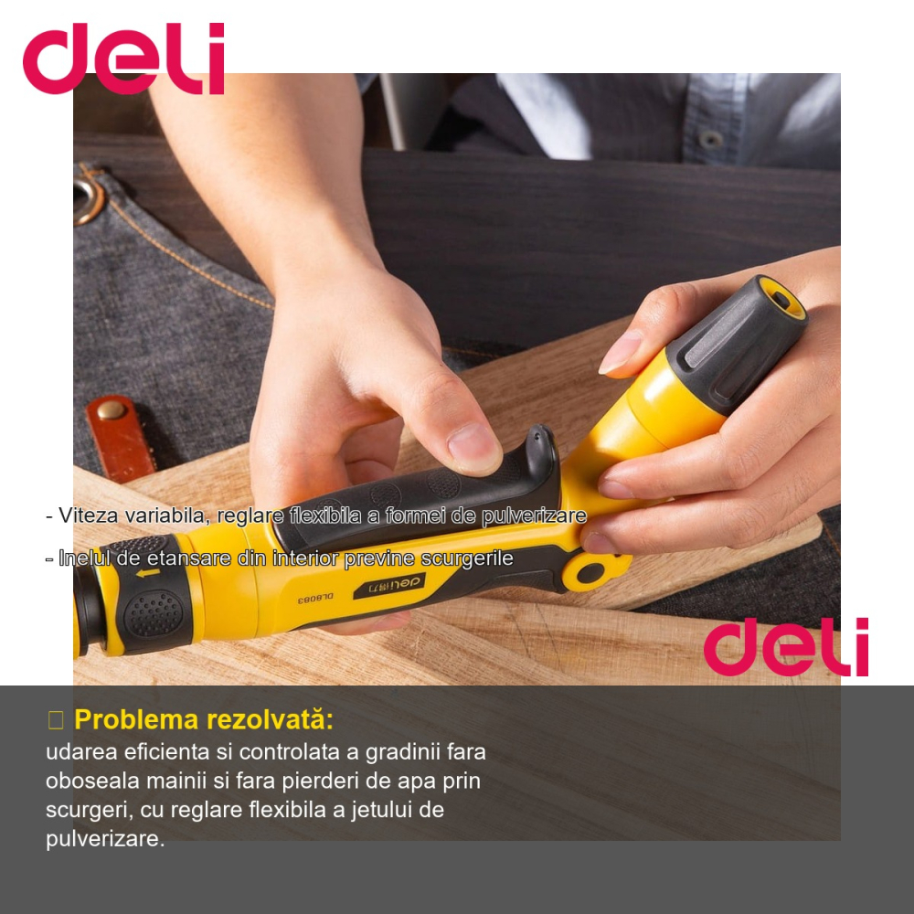 Set pistol pentru irigat Deli, 3 piese, reglare flexibila a pulverizarii, pentru gradina [2]