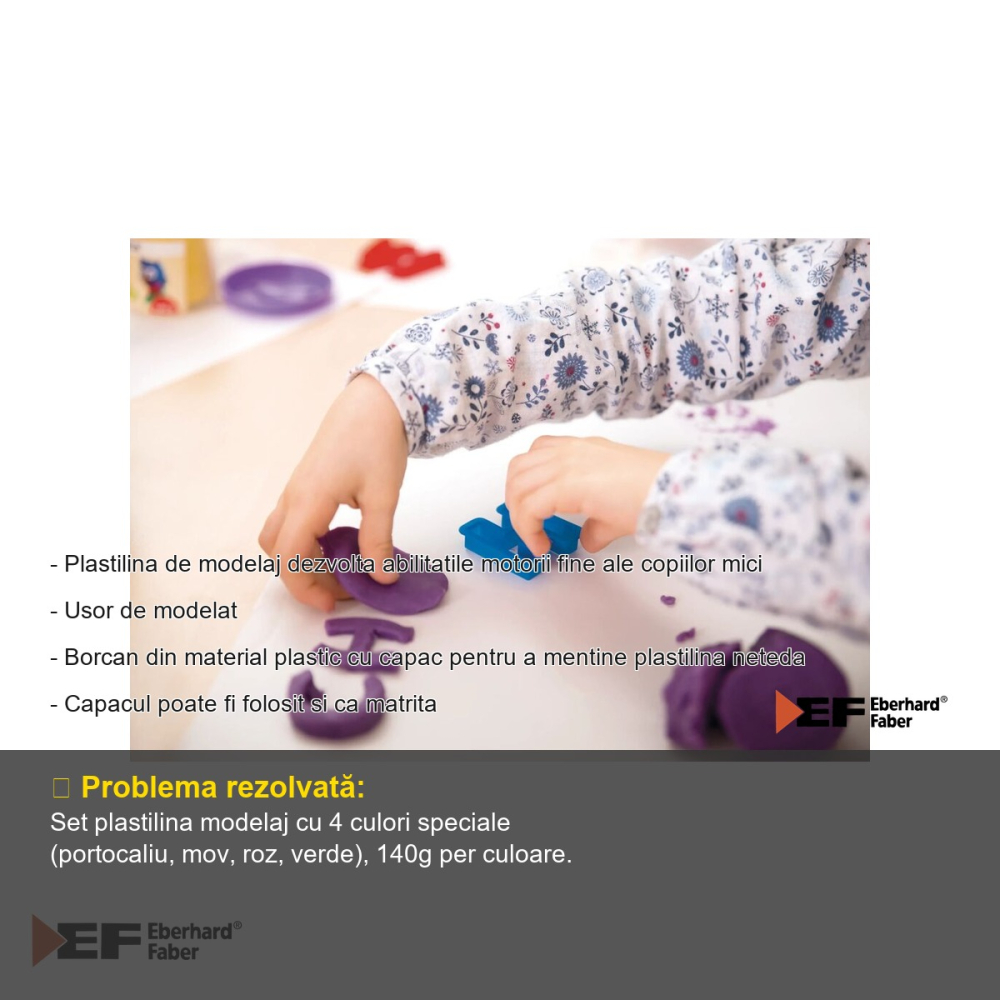 Set plastilina modelaj Eberhard Faber, 4 culori speciale, 140g/culoare, pentru copii [2]