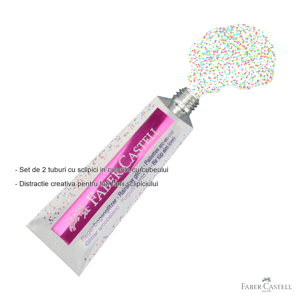 Set sclipici curcubeu Faber-Castell Glitter Rainbow, 2 tuburi x 12 ml, pentru pictura si activitati creative [2]