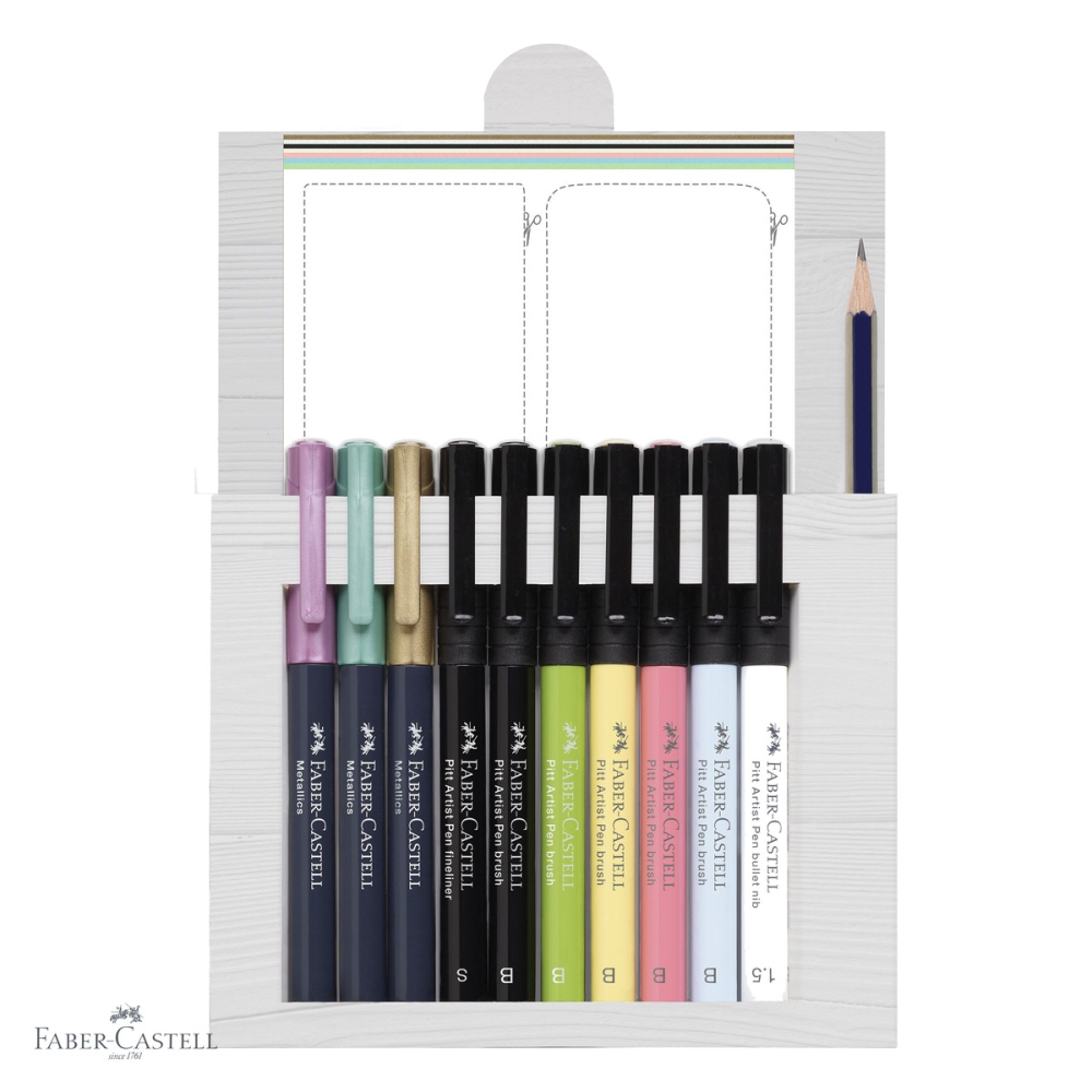 Set starter caligrafie Faber-Castell Pitt Artist Pen, markere brush si metallics, pentru felicitari si etichete cadou [4]