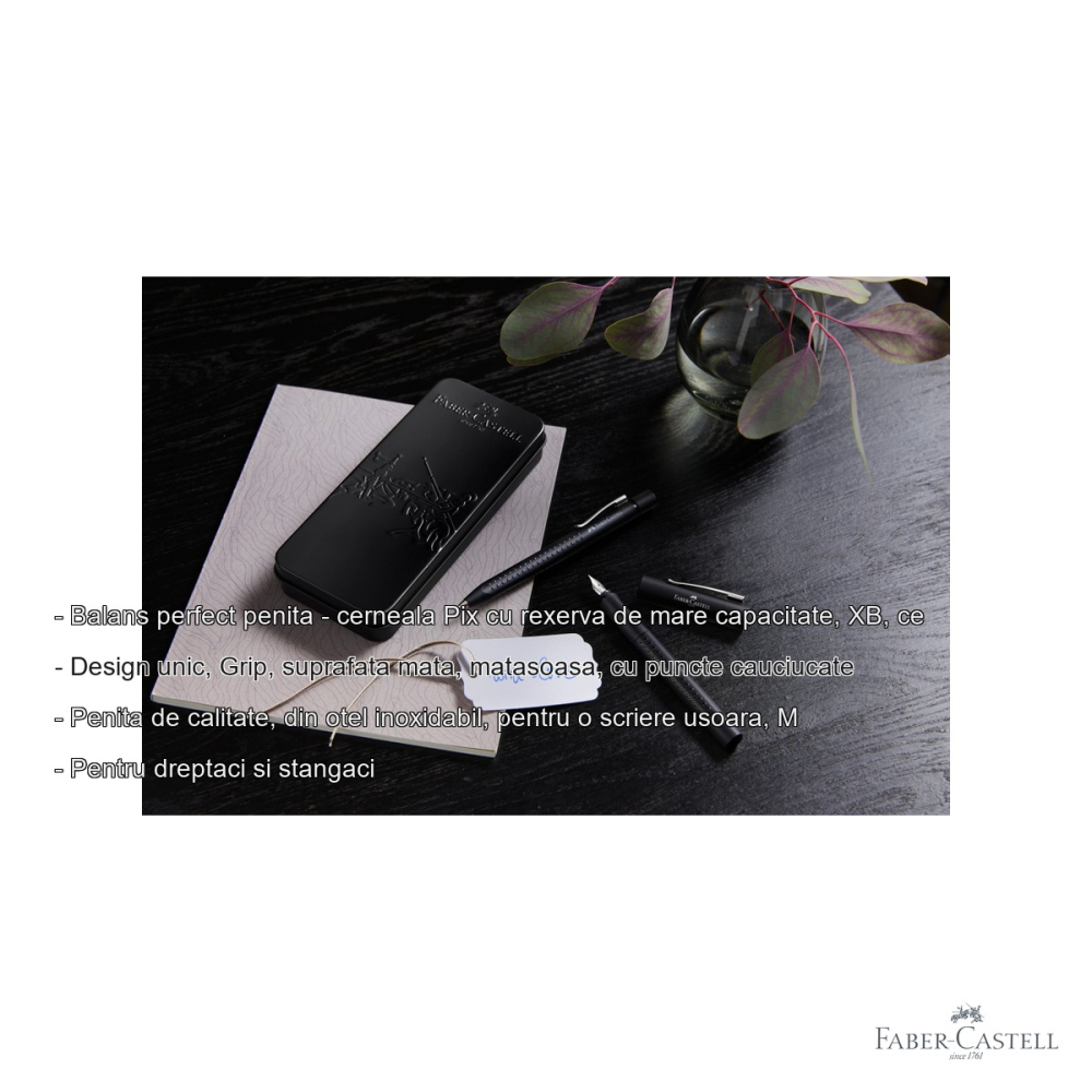 Set stilou si pix Faber-Castell Grip 2011 negru, penita inox M, grip cauciucat, pentru dreptaci si stangaci [2]