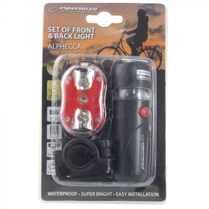 Set lanterna si stop bicicleta, Esperanza, LED, impermeabil, model universal [2]