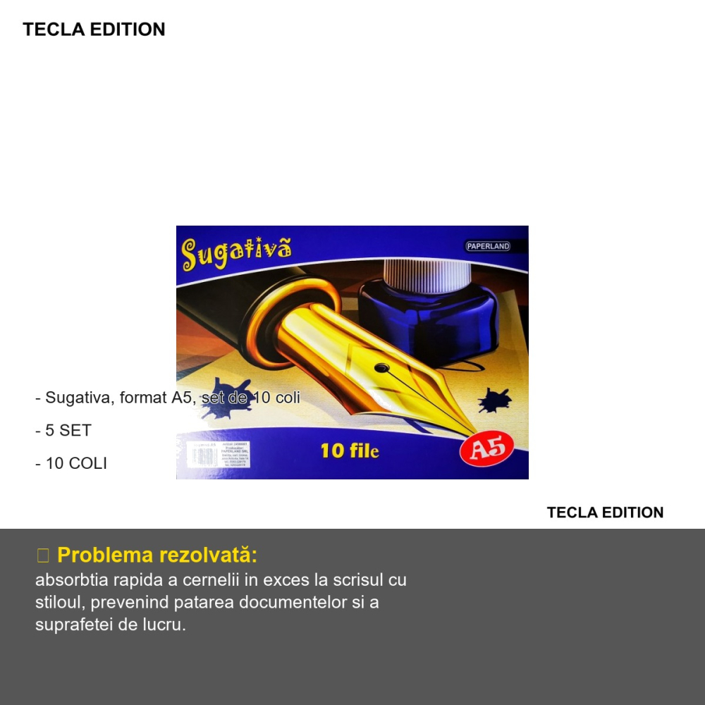 Set sugativa Tecla Edition, format A5, 10 coli, pentru absorbtia cernelii si a scrisului de mana [2]