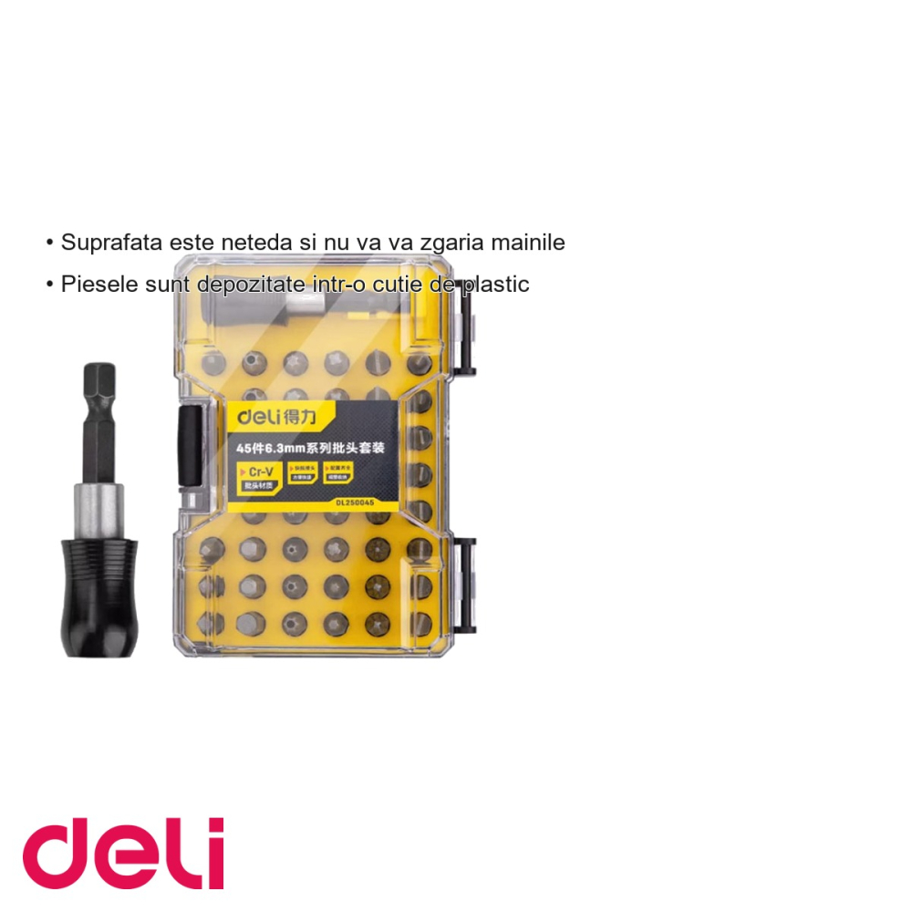 Set surubelnita cu 45 capete interschimbabile Deli, otel inoxidabil, in cutie de plastic [3]