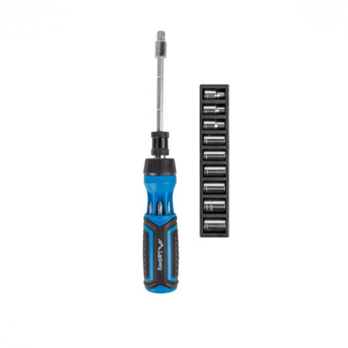 Set surubelnita cu clichet, 9 tubulare si 6 biti, Lanberg 42752, cu maner ergonomic antiderapant, negru cu albastru [3]