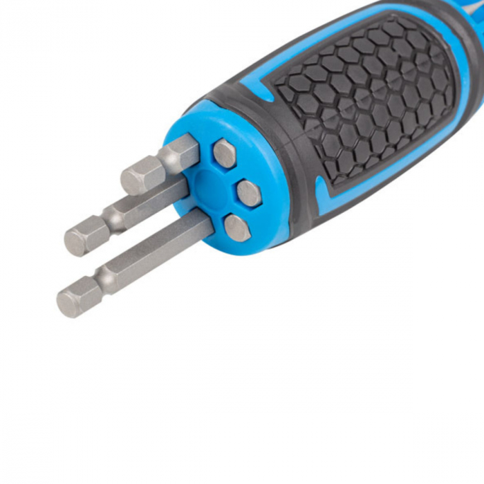Set surubelnita cu clichet, 9 tubulare si 6 biti, Lanberg 42752, cu maner ergonomic antiderapant, negru cu albastru [2]