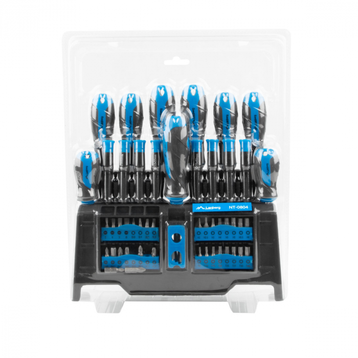Set surubelnite si biti, 50 elemente, Lanberg NT-0804, magnetizator, suport cu organizator, negru cu albastru [3]