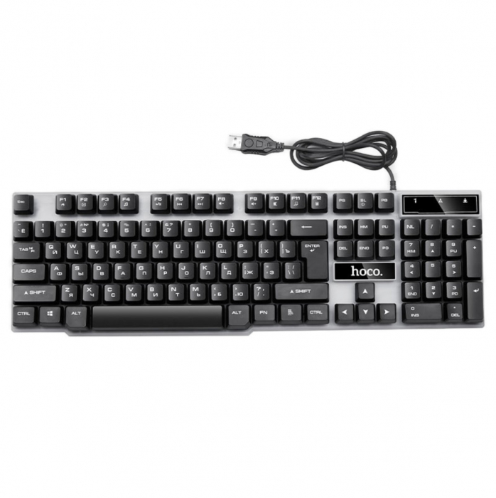 Set tastatura si mouse 6D gaming, Hoco GM11, RGB, cablu USB 150cm, negru [2]