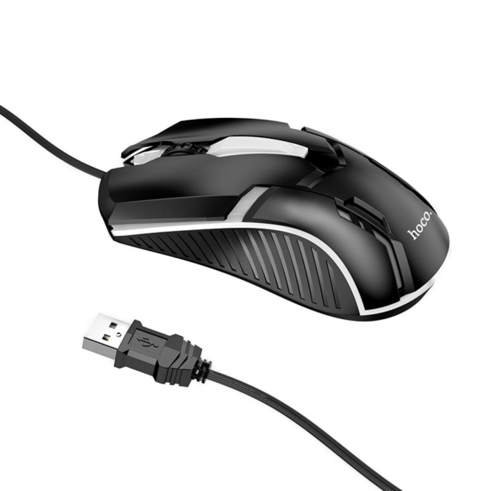 Set tastatura si mouse 6D gaming, Hoco GM11, RGB, cablu USB 150cm, negru [3]