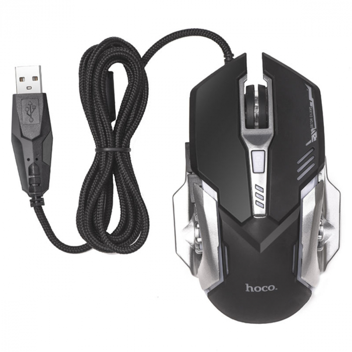 Set tastatura si mouse 6D gaming, Hoco GM12 74961, RGB, cablu USB 140cm, neagra [5]