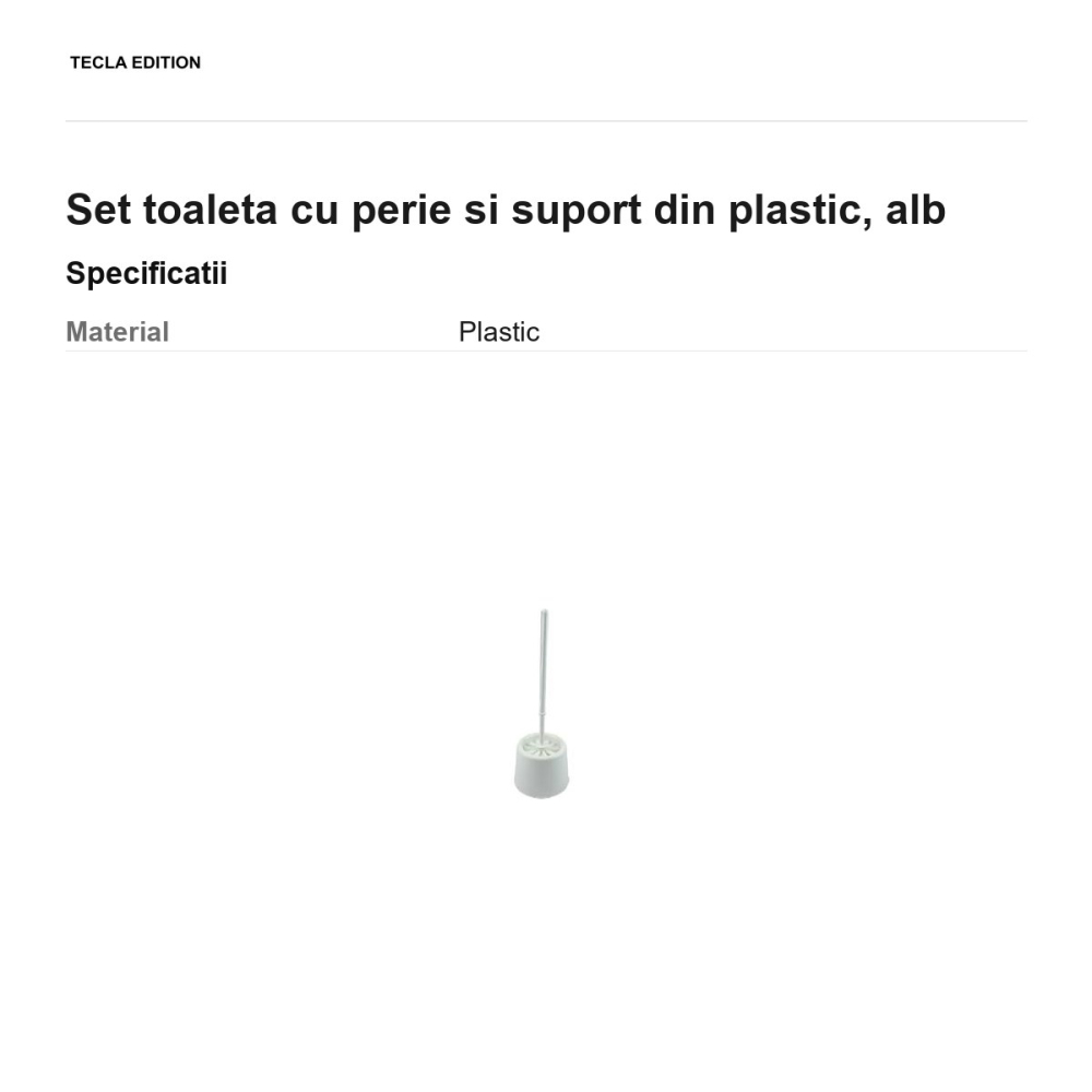 Set toaleta cu perie si suport din plastic, alb [3]