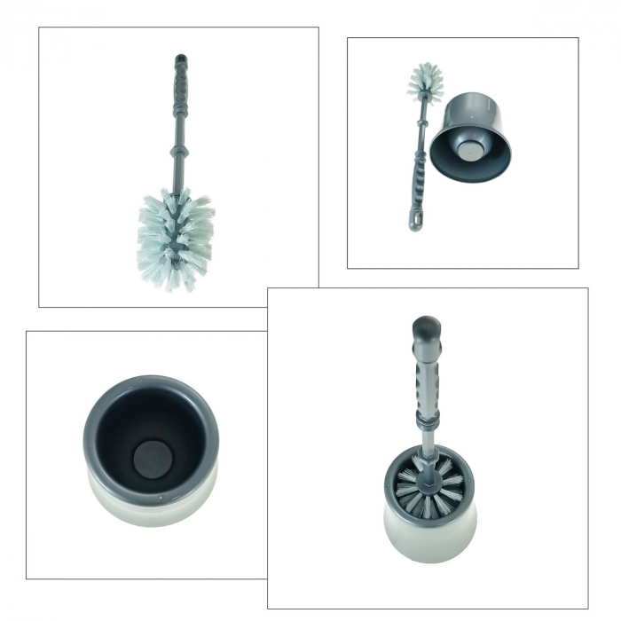 Set toaleta cu perie si suport din plastic, lungime perie 330 mm, dimensiuni suport 110x95x90 mm, Y-441, gri [4]
