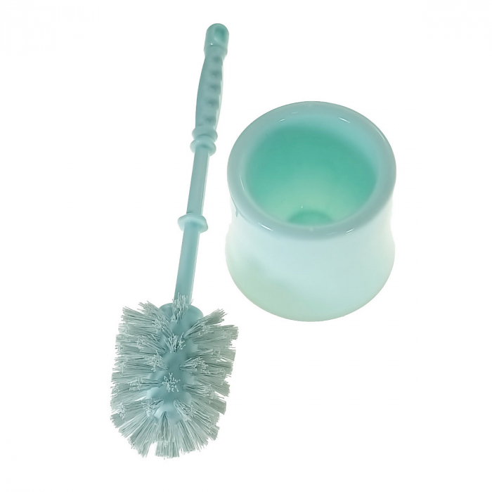 Set toaleta cu perie si suport din plastic, lungime perie 330 mm, dimensiuni suport 110x95x90 mm, Y-441, turcoaz [1]