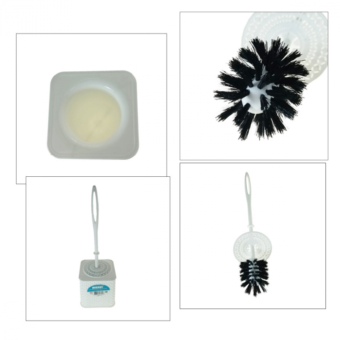 Set toaleta cu perie si suport din plastic, lungime perie 350 mm, dimensiuni suport 120x120x115 mm, Y-439, alb [4]