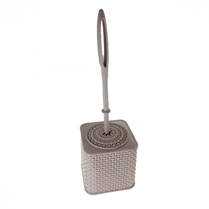 Set toaleta cu perie si suport din plastic, lungime perie 350 mm, dimensiuni suport 120x120x115 mm, Y-439, roz [1]