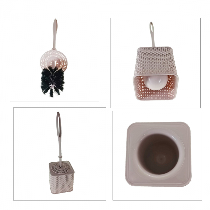 Set toaleta cu perie si suport din plastic, lungime perie 350 mm, dimensiuni suport 120x120x115 mm, Y-439, roz [4]