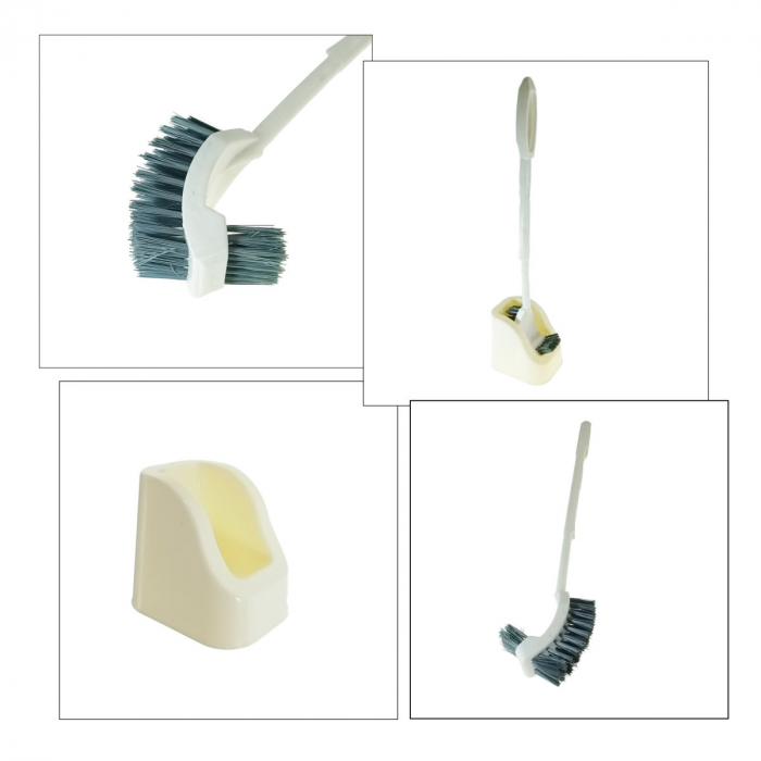 Set toaleta cu perie si suport din plastic, lungime perie 480 mm, lungime fir perie 30 mm, dimensiuni suport 130x120x100 mm, Y-448, alb [4]