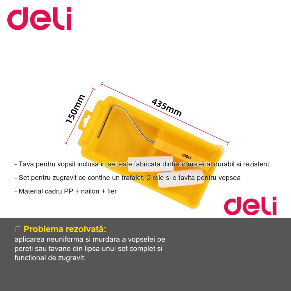 Set zugravit Deli cu trafalet, 2 rezerve role si tavita, absorbtie ridicata, pentru pereti si tavane [2]