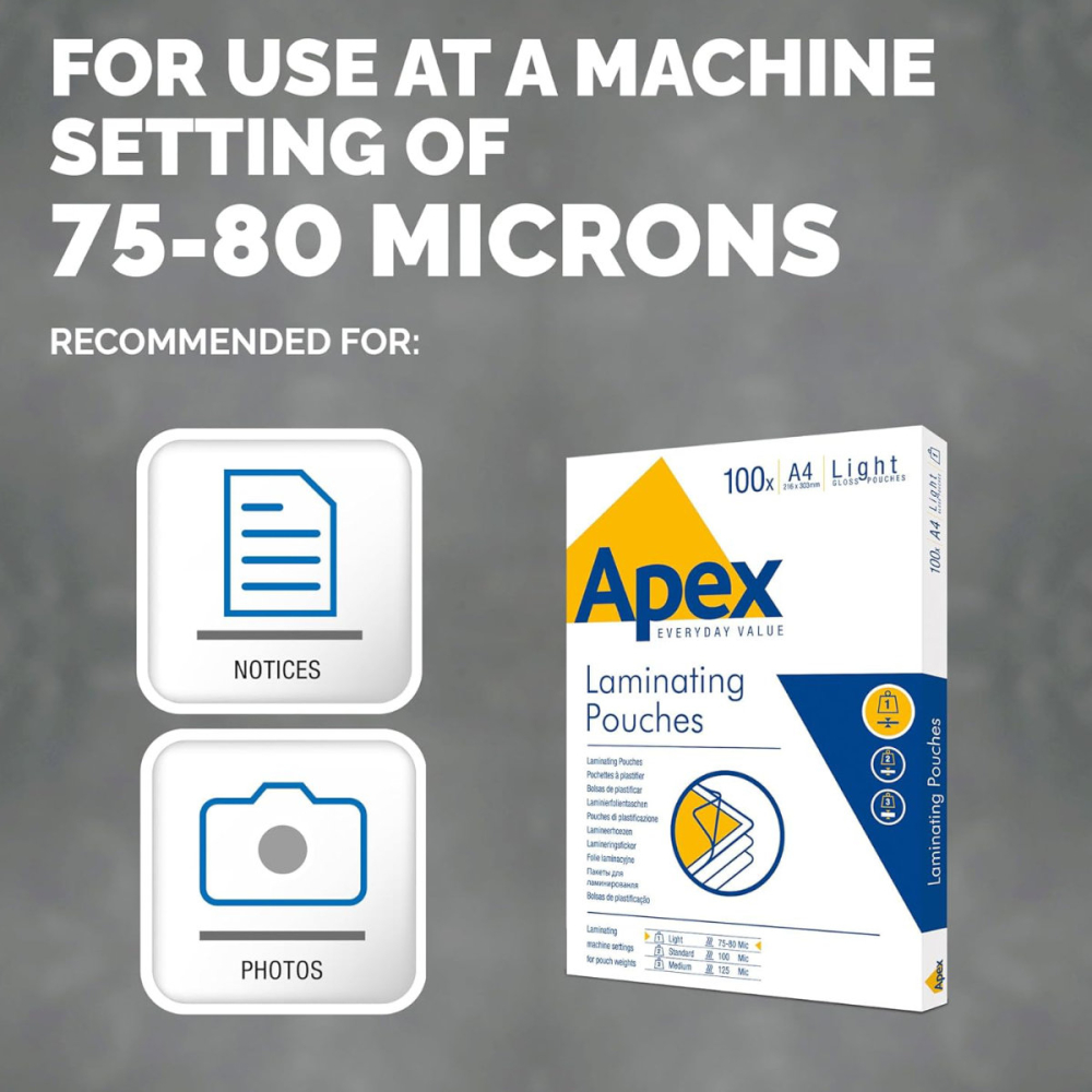 Set100 folii laminare Fellowes APEX, format A4, 80 microni, finisaj lucios, pachet 100 bucati, pentru protectie documente si utilizare ocazionala [3]
