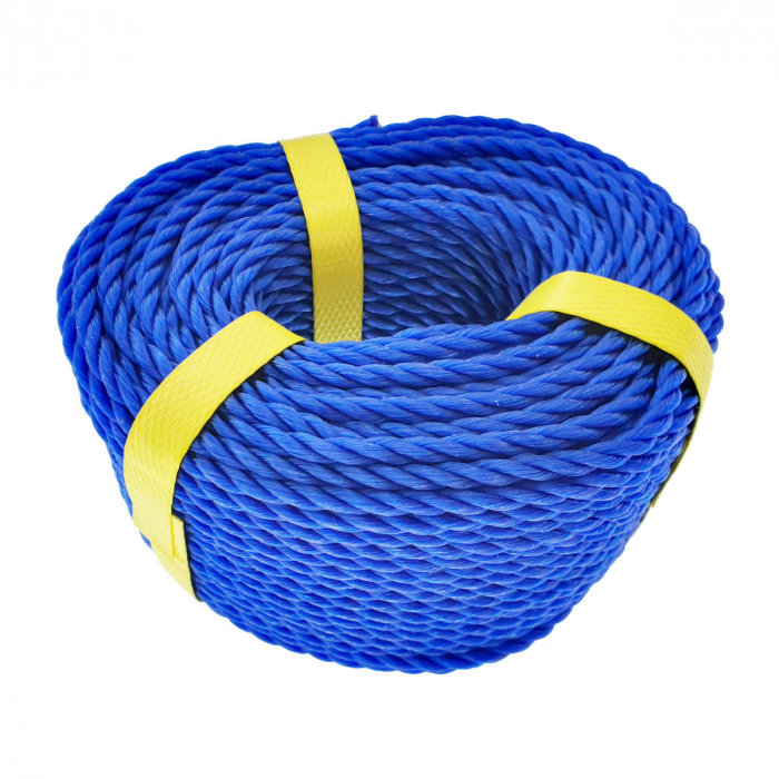 Sfoara din material termoplastic matasos, funie nylon rezistent, grosime 5mm, lungime 50 m , albastru intens [4]