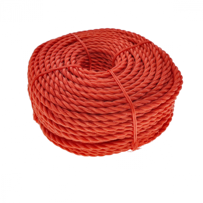 Sfoara din material termoplastic matasos, funie nylon rezistent, grosime 5mm, lungime 50 m , rosie [4]
