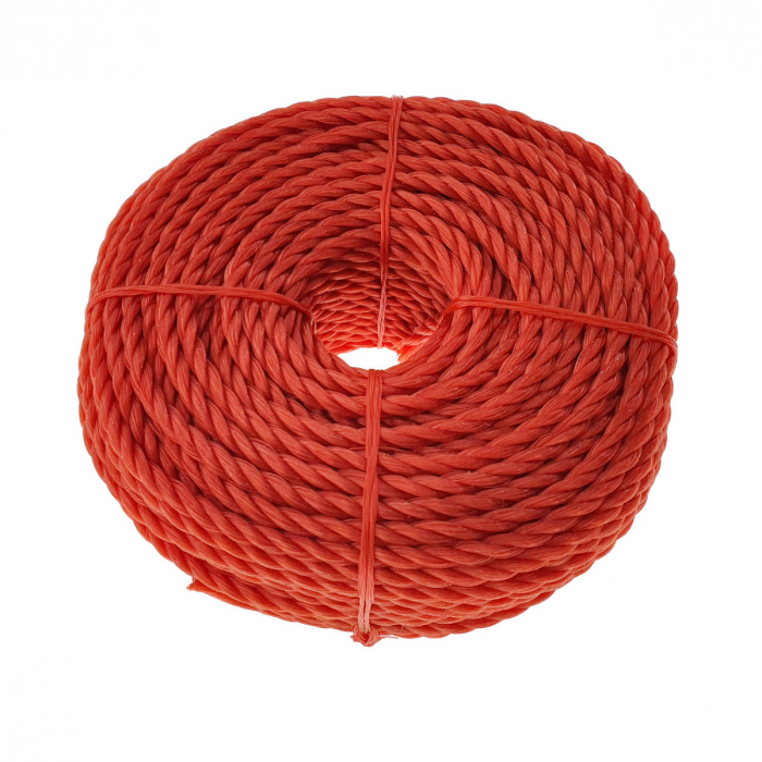 Sfoara din material termoplastic matasos, funie nylon rezistent, grosime 5mm, lungime 50 m , rosie [2]