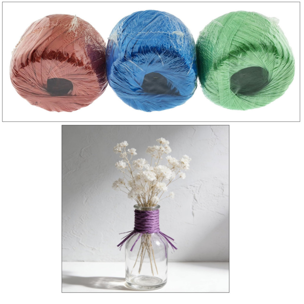 Sfoara rafie tip panglica unicolor, ghem 200g, pentru artizanat si decoratiuni, utilizare buchete si cadouri, 3mm, culori diverse [4]