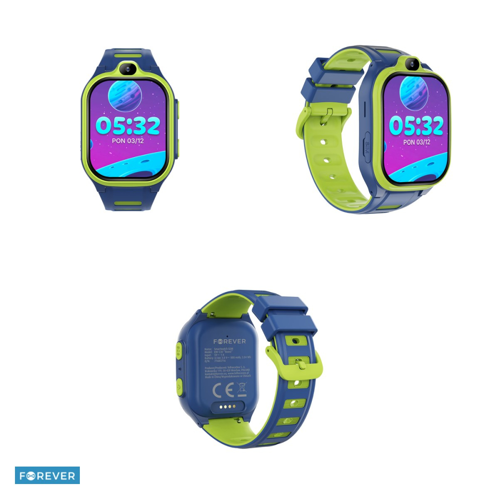 Smartwatch copii Forever Kids Boost KW-530, GPS WiFi 4G, albastru, IP67, ABS, silicon, incarcare 3 h, ecran 2 ", IPS, 800 mAh, curea 198 mm [4]