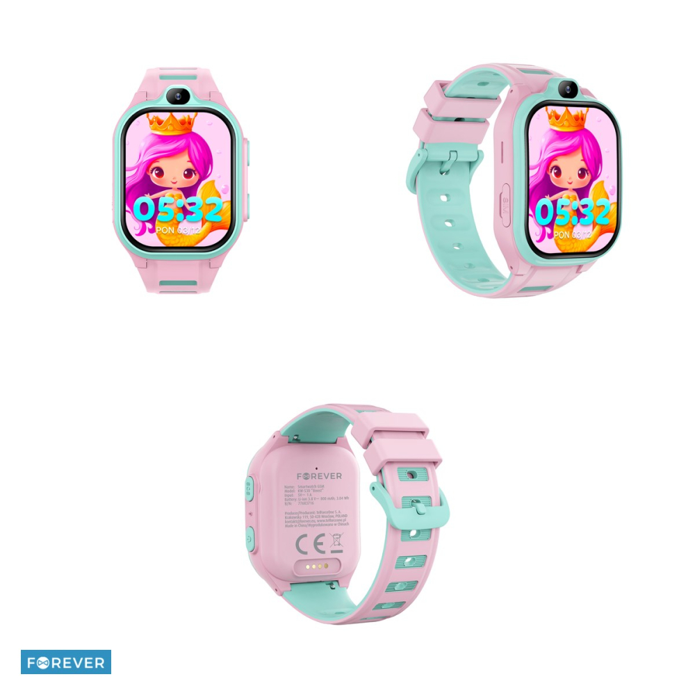 Smartwatch copii Forever Kids Boost KW-530, GPS WiFi 4G, roz, IP67, ABS, silicon, incarcare 3 h, ecran 2 ", IPS, 800 mAh, curea 198 mm [4]