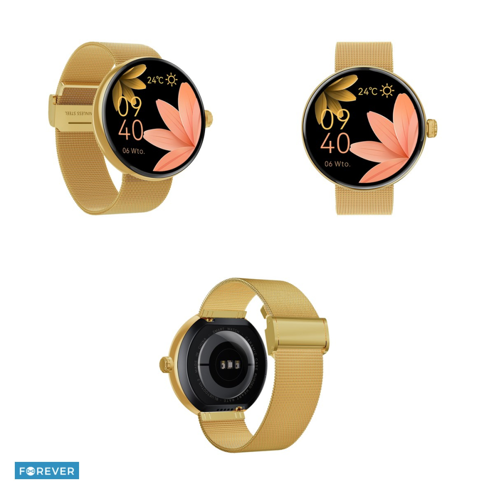 Smartwatch Forever Forevive 5 SB-365, auriu, IP68, incarcare 4 h, ecran 1,30 ", Amoled 1,3" 360x360 pix, 250 mAh [4]