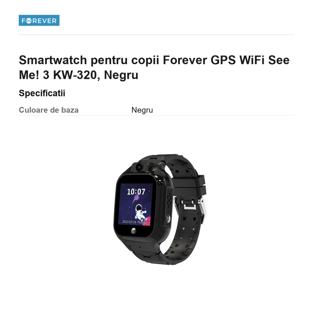 Smartwatch pentru copii Forever GPS WiFi See Me! 3 KW-320, Negru [3]