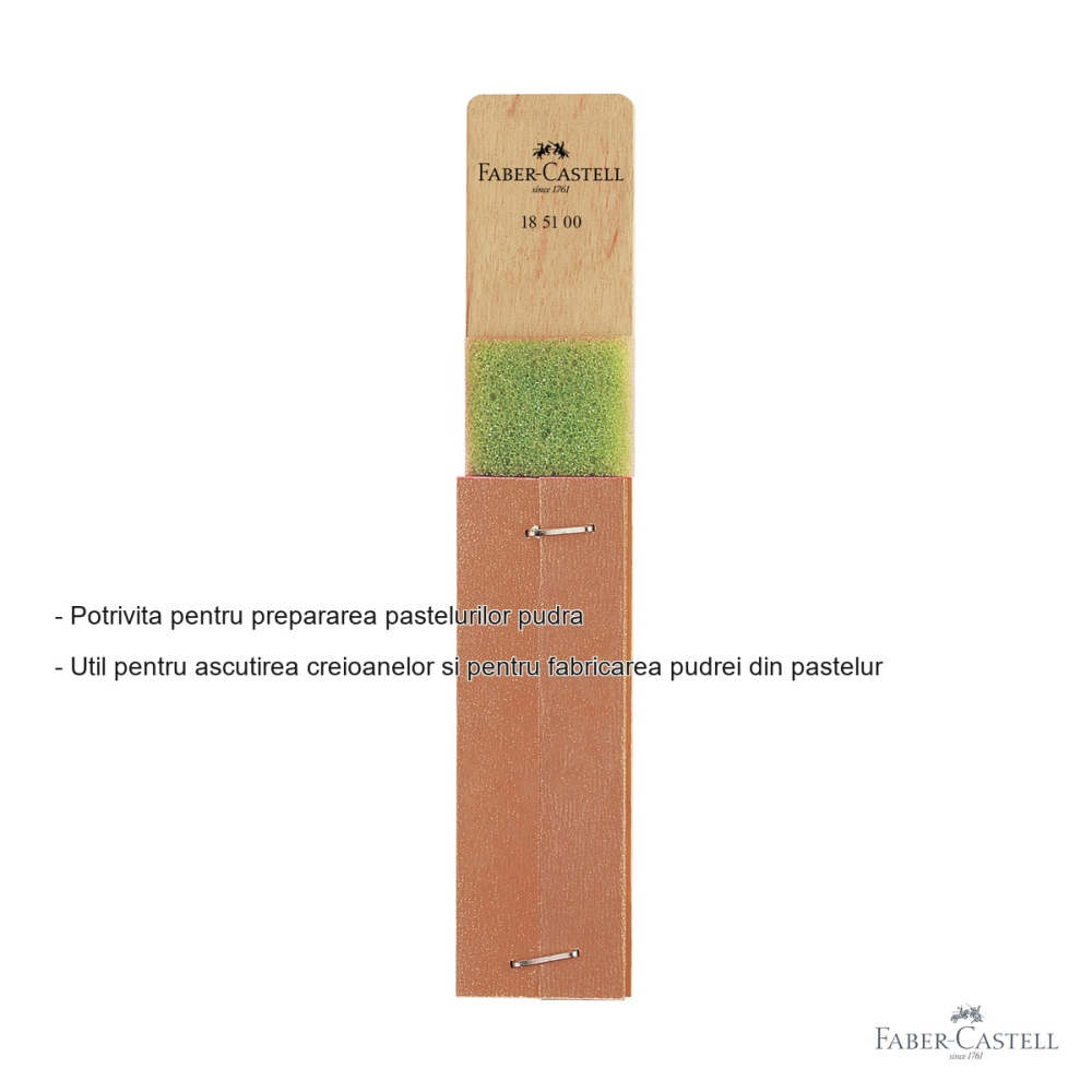 Smirghel pe suport lemn Faber-Castell, fasie hartie abraziva pentru ascutit creioane si preparat pasteluri pudra [2]