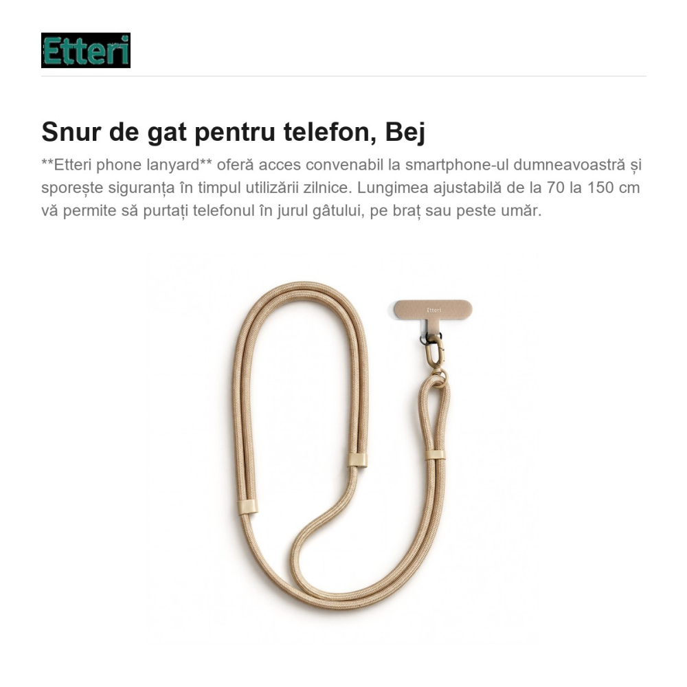 Snur de gat pentru telefon 150 cm, Bej [2]