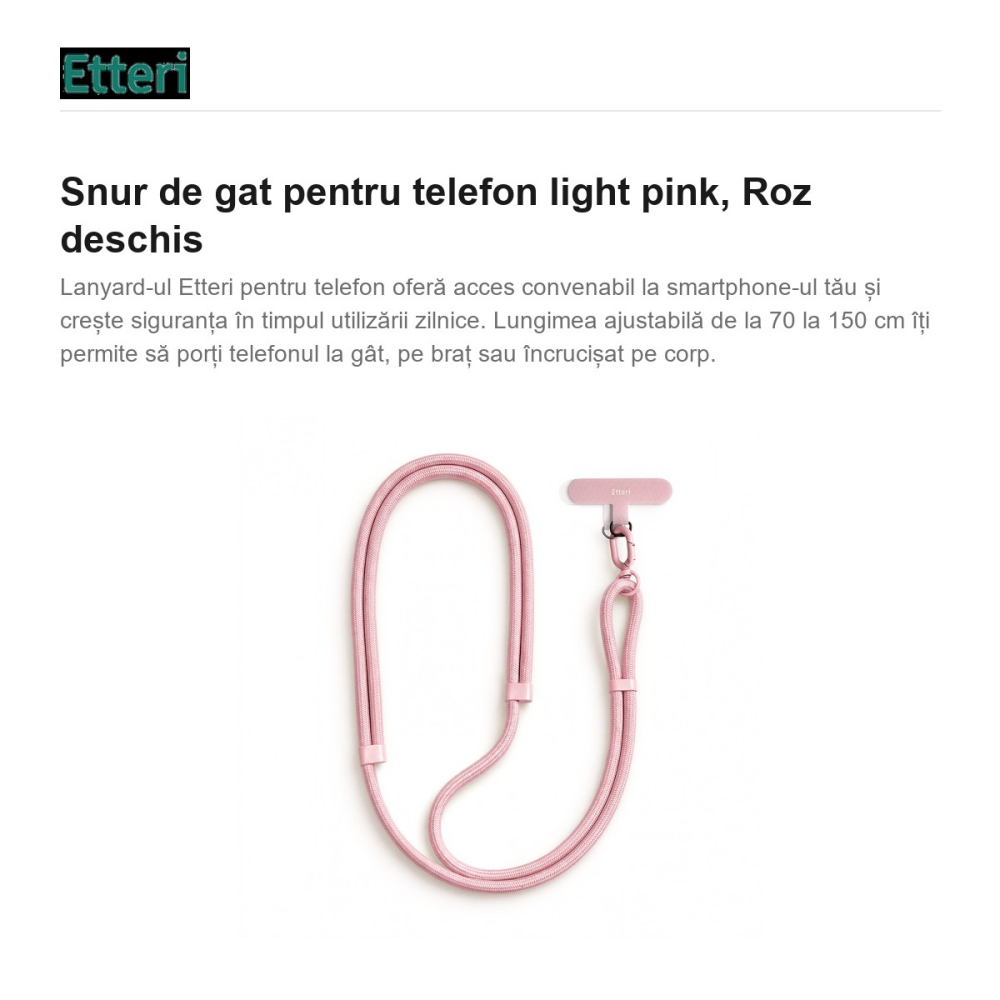 Snur de gat pentru telefon light pink 150 cm, Roz deschis [2]