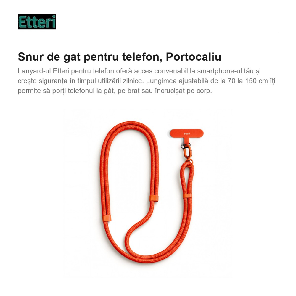 Snur de gat pentru telefon 150 cm, Portocaliu [2]