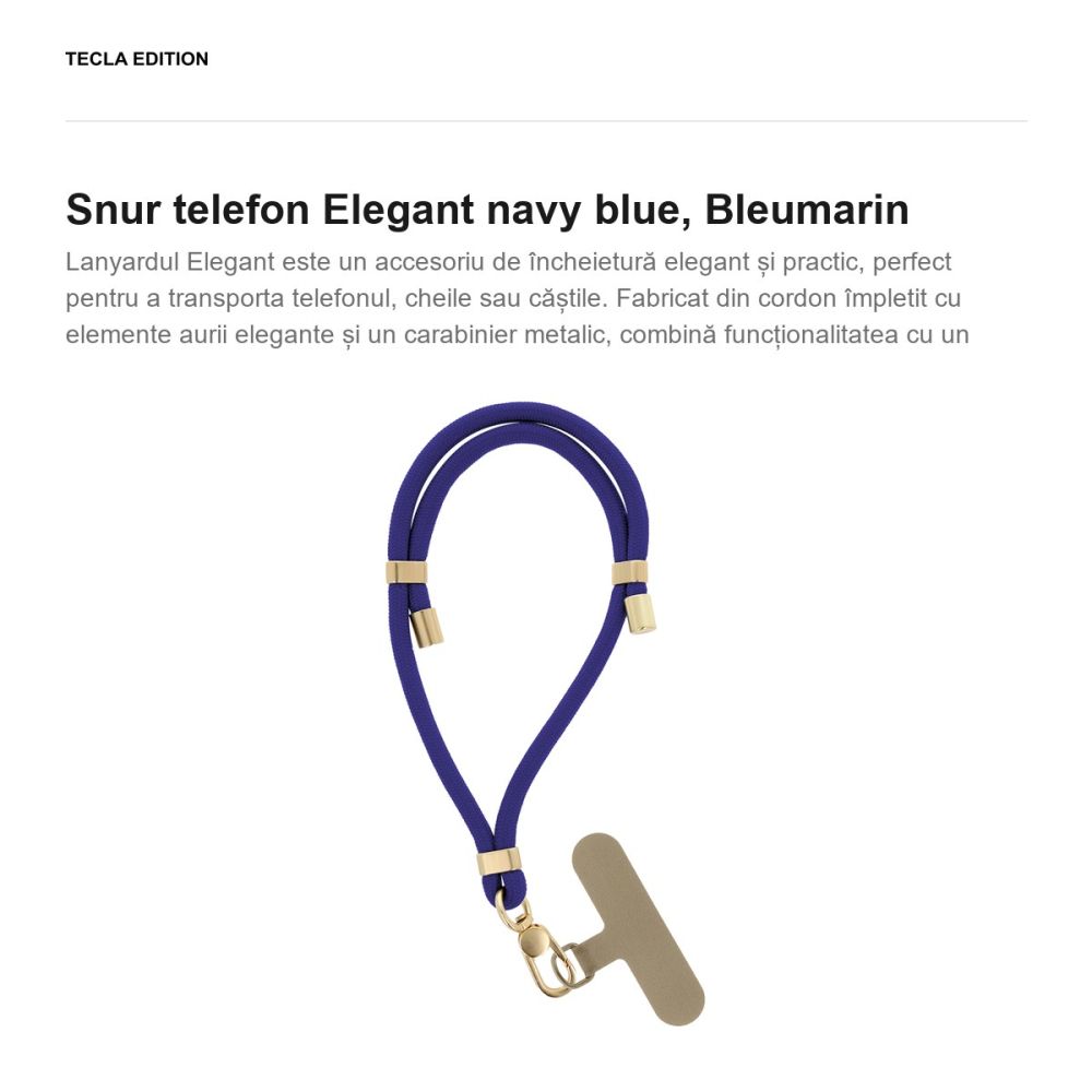 Snur telefon Elegant navy blue 50 cm, Bleumarin [2]